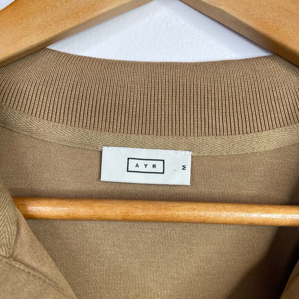 AYR Franny Pima Cotton Knit Classic Polo Shirt Top Camel Tan Chipwich Womens M - Picture 10 of 12